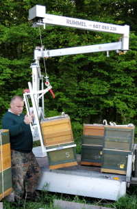 Verlanden von Bienen mit einem Wanderkran.